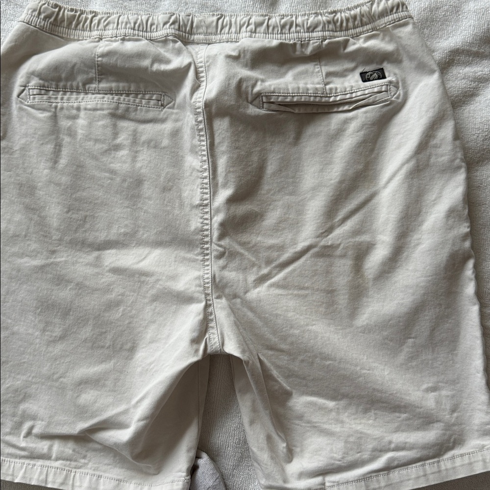 Free Planet Men's Light Cream Cotton Drawstring Shorts - Picture 3 of 3
